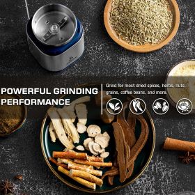 Electric Grinder For Herb,pice,Pollen And Coffee Fast Grinding For Flower Buds,Dry Spices,And Herbs Compact Size Silver