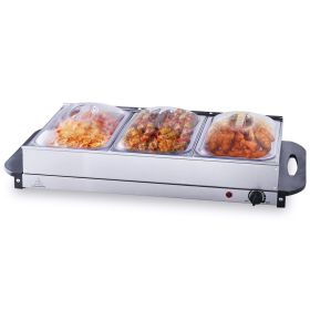 Electric Buffet Server & Food Warmer, 25.6" x 15" Portable Stainless Steel Chafing Dish Set with Temp Control & Oven-Safe Pan, Perfect for Cater