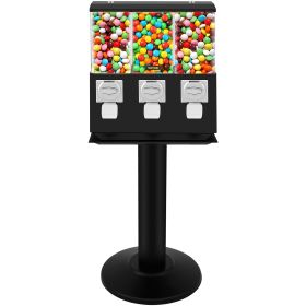 Triple Head Candy Vending Machine, 1-inch Gumball Vending Machine, Commercial Gumball Vending Machine with Stand and Adjustable Candy Outlet Siz