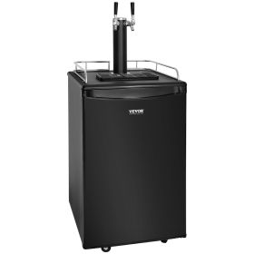 Beer Kegerator, Dual Tap Draft Beer Dispenser, Full Size Keg Refrigerator With Shelves, CO2 Cylinder, Drip Tray & Rail, 32¬∞F- 50¬∞F Temperature