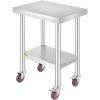 24x18x34 Inch Stainless Steel Work Table 3-Stage Adjustable Shelf with 4 Wheels Heavy Duty Commercial Food Prep Worktable with Brake for Kitchen2