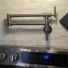 Pot Filler Faucet Wall Mount; Brushed Nickel Finish and Dual Swing Joints Design