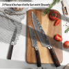 Oserlo Knife Set 3 for Kitchen, Japanese Chef Knife Set, Non-stick Coated High Carbon Stainless Steel Knife Sets for Kitchen with Block, 3 Piece